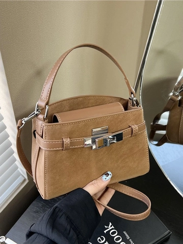 Borsa a Tracolla Patchwork in Pelle PU Vintage da Donna Borsa a Mano di Grande Capacità Con Chiusura in Metallo Semplice Urban