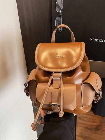 Zaino da Donna in Pelle PU Retro a Blocchi di Colore Grande Capacità Moda Borsa da Viaggio per la Scuola Casual Pendolarismo