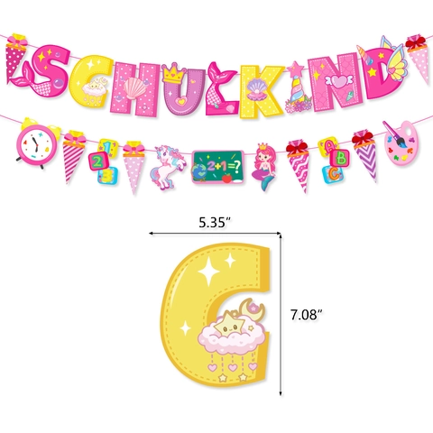 Ensemble de Décoration de Fête de Rentrée Scolaire Allemande Ballons en Latex Bannière Schulkind Autocollants pour Cérémonie Enfants