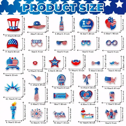 Accesorios Fotomatón Día De La Independencia Americana Decoraciones Fiesta Patrióticas Máscaras Cartulina Con Palos Madera