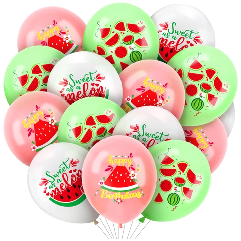 Watermelon Theme Birthday Party Latex Balloons 12 Inch Round Printed Fruit Balloons For Kids Birthday Summer Decorations