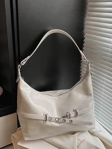 Borsa Sottobraccio in Pelle PU Stile Coreano Grande Capacità Vintage Borsa a Spalla Moda Pendolare Borsa a Tracolla