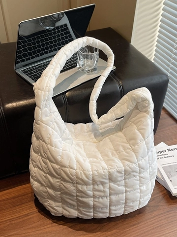 Bolso Hobo Acolchado para Mujer Gran Capacidad Tela Suave Color Sólido Bolso Bandolera Casual Viaje Diario Bolso de Axila