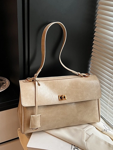 Bolso de Bandolera de Cuero PU Vintage para Mujer Bolso de Hombro de Gran Capacidad Con Cierre de Bloqueo de Metal Moda