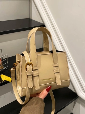 Bolso Cuadrado Pequeño de Cuero PU Retro para Mujer Con Detalles de Pespuntes Bolso de Hombro Minimalista de Color Sólido para Uso Diario