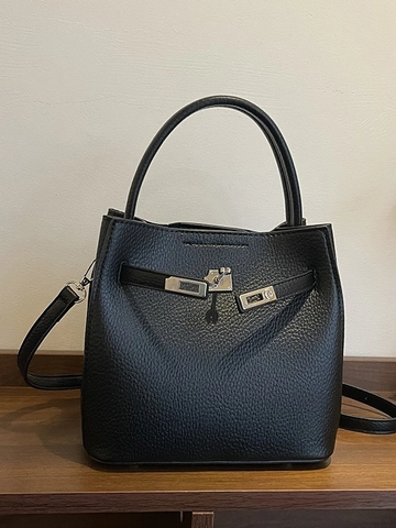Bolso Bombonera de Cuero PU con Patrón de Lichi para Mujer Bolso de Hombro de Color Sólido con Asa y Correa Ajustable