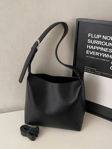 Ensemble Sac Seau Femme en Cuir PU Texture Litchi Sac à Bandoulière Avec Pochette Minimaliste Grande Capacité Messager