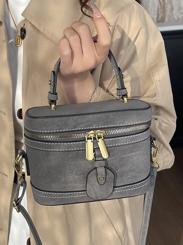 Vintage PU Leer Krokodil Patroon Vanity Box Tas Voor Vrouwen Mode Crossbody Tas Kleine Handtas Met Goud Metalen Contrast Stiksels