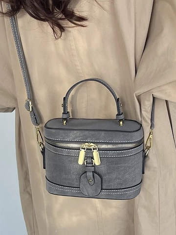Vintage PU Leer Krokodil Patroon Vanity Box Tas Voor Vrouwen Mode Crossbody Tas Kleine Handtas Met Goud Metalen Contrast Stiksels
