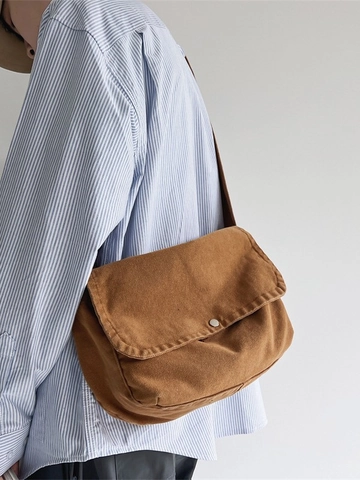 Bolso Bandolera de Lona de Gran Capacidad para Mujer Bolso de Mensajero Informal para Estudiantes Color Sólido Letra Impresa