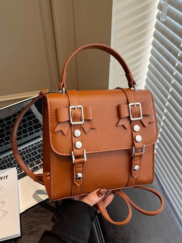Zaino da Donna in Pelle PU Retrò Multi-uso Borsa a Mano con Fiocco alla Moda Borsa a Tracolla Casual per Uso Quotidiano