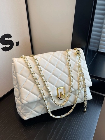 Urban Gesteppte Kette Umhängetasche Für Damen Raute Muster PU Leder Schultertasche Mit Metallschloss Quadratische Flap Bag