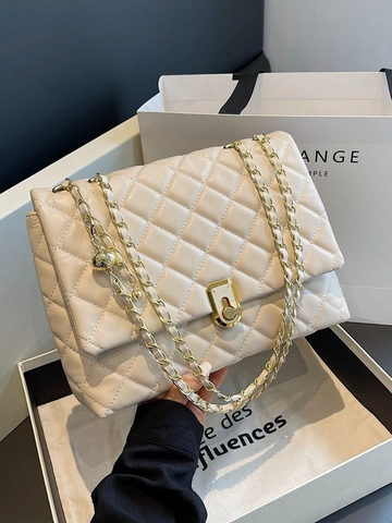 Urban Gesteppte Kette Umhängetasche Für Damen Raute Muster PU Leder Schultertasche Mit Metallschloss Quadratische Flap Bag