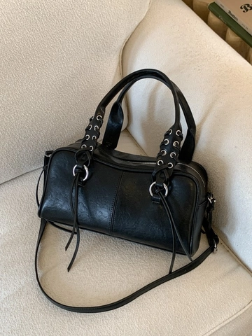Borsa a Spalla Boston in Pelle PU Vintage per Donna Manico Intrecciato Retro Nappina Borsa a Mano Pendolare di Grande Capacità