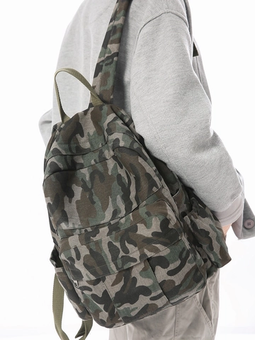 Große Kapazität Segeltuch Camouflage Rucksack Für Herren Damen Koreanischer Stil Leopardenmuster Student Schultasche Outdoor Daypack