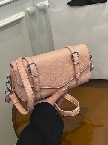 French Style Chic Litchi Pattern Women Crossbody Bag Retro PU Leather Shoulder Bag Elegant Flap Satchel Handbag For Daily Office