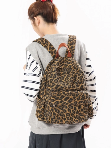 Große Kapazität Segeltuch Camouflage Rucksack Für Herren Damen Koreanischer Stil Leopardenmuster Student Schultasche Outdoor Daypack