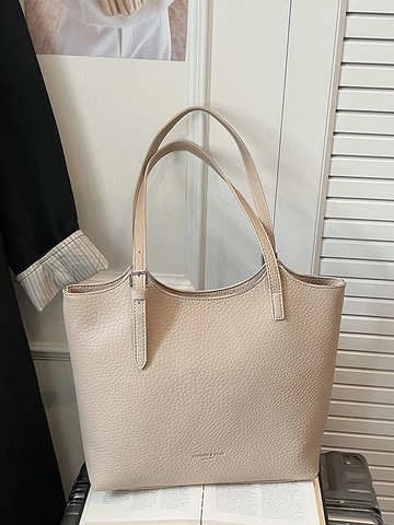 Women's Fashion Lychee Texture PU Leather Tote Bag Large Capacity Casual Shoulder Bag With Adjustable Strap And Zipper Closure