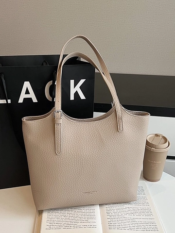 Women's Fashion Lychee Texture PU Leather Tote Bag Large Capacity Casual Shoulder Bag With Adjustable Strap And Zipper Closure