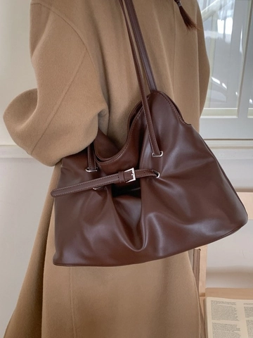 Vintage Gefaltete Tote Bag Für Damen Große Kapazität PU Leder Umhängetasche Einfache Lässige Umhängetasche Achselhandtasche Für Büro