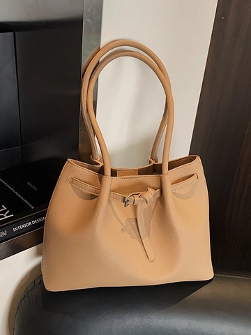 Borsa Tote da Donna di Grande Capacità con Motivo Litchi in Pelle PU Minimalista Vintage Sottobraccio a Tracolla per Pendolari Lavoro