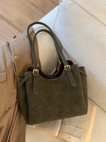 Borsa Tote Retrò Minimalista da Donna Grande Capacità in Pelle PU Opaca Borsa a Tracolla Con Cinturino Regolabile