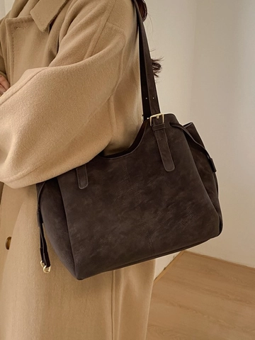 Borsa Tote Retrò Minimalista da Donna Grande Capacità in Pelle PU Opaca Borsa a Tracolla Con Cinturino Regolabile