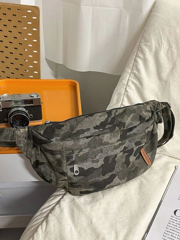 Koreanischer Stil Tarnung Segeltuch Umhängetasche Große Kapazität Lässige Brusttasche Für Damen Vielseitige Mode Schultertasche