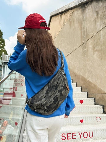 Koreanischer Stil Tarnung Segeltuch Umhängetasche Große Kapazität Lässige Brusttasche Für Damen Vielseitige Mode Schultertasche