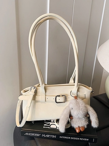 Borsa Sottobraccio in Pelle PU Retro da Donna Borsa a Tracolla Vintage Con Ciondolo a Coniglio Fibbia in Metallo Moda