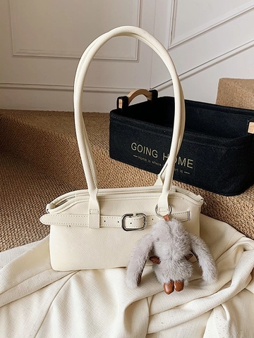 Borsa Sottobraccio in Pelle PU Retro da Donna Borsa a Tracolla Vintage Con Ciondolo a Coniglio Fibbia in Metallo Moda