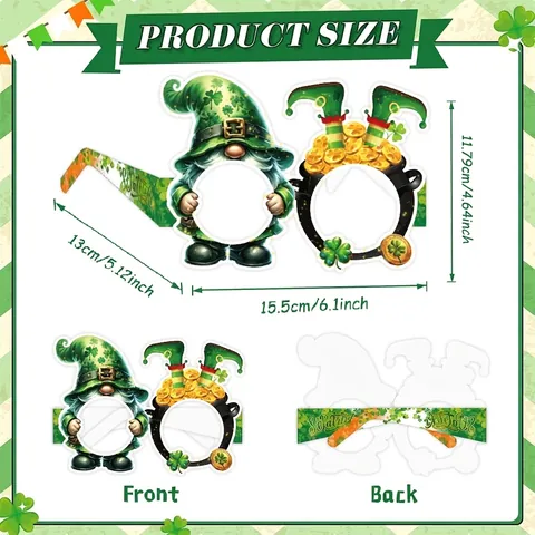 St Patrick's Day Party Glasses Set Shamrock Leprechaun Rainbow Paper Eyeglasses For Irish Festival Celebration Costume Party Supplies Accessories