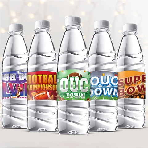 Etichette per Bottiglie d'Acqua a Tema Football Super Bowl Decorazioni per Feste Sportive Autoadesive per Bottiglie di Bevande