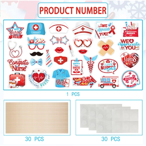 Kit d'Accessoires Photo pour la Journée de l'Infirmière Décorations de Fête Thème Médical Découpes en Papier Accessoires