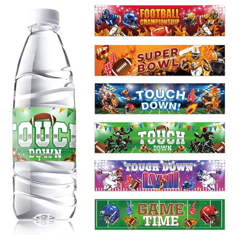 Etichette per Bottiglie d'Acqua a Tema Football Super Bowl Decorazioni per Feste Sportive Autoadesive per Bottiglie di Bevande