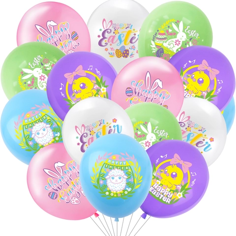 Ostern Dekoration Latex Luftballons Hase Küken Ei Muster Bedruckt Bunte Festliche Party Luftballons 12 Zoll Runde Luftballon Für Feiertag Dekor