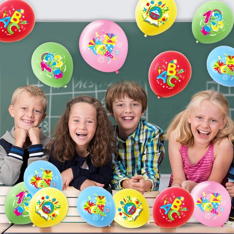 Palloncini in Lattice da 12 Pollici Con Motivi Scolastici ABC 123 per Decorazioni per Feste Schulanfang Regali per Bambini