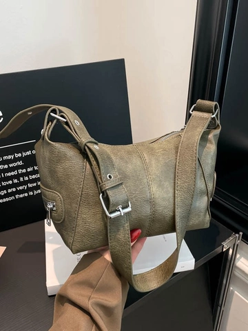 Bolso Hobo de Cuero PU Retro para Mujer Color Sólido Correa Ancha Ajustable Bolso de Axila Bandolera Moda Urbana