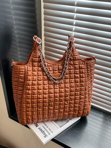 Bolso Tote de Gran Capacidad para Mujer Acolchado Plisado Cuero PU Cadena Bolso de Hombro Minimalista Urbano Axila Oficina Diario