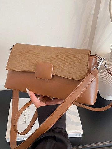 Minimalist PU Leather Square Shoulder Bag For Women Retro Flap Crossbody Bag With Stitching Detail Casual Daily Commuting Bag