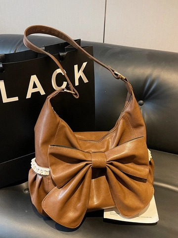 Bolso Tote Retro con Lazo Grande para Mujer Cuero PU Borde de Encaje Gran Capacidad Bolso de Hombro Casual Escuela Diario