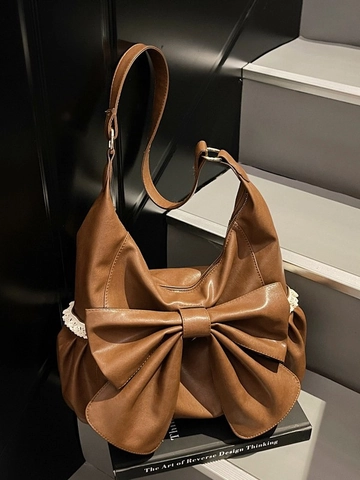 Bolso Tote Retro con Lazo Grande para Mujer Cuero PU Borde de Encaje Gran Capacidad Bolso de Hombro Casual Escuela Diario