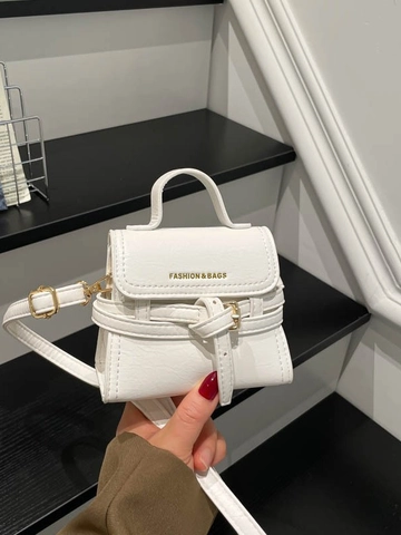 Women Fashion PU Leather Mini Square Crossbody Bag Vintage Top Handle Handbag Small Shoulder Bag With Belt Buckle Decor Chic Purse