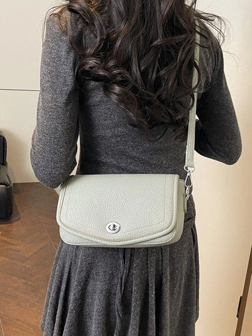 Französischer Stil Damen PU Leder Unterarmtasche Mode Litschi Muster Kleine Quadratische Schultertasche Mit Silber Verschluss
