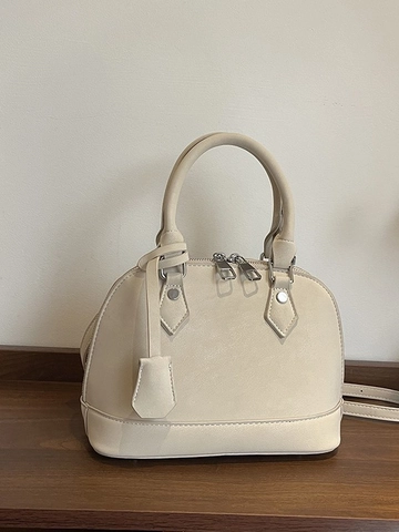 Vintage Minimalistische PU-Lederen Schelp Handtas Voor Dames Getextureerde Matte Schoudertas Crossbody Tas Met Dubbele Handvatten