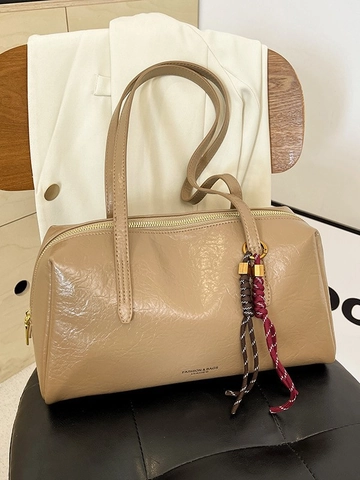 Borsa Sottobraccio in Pelle PU Vintage da Donna Grande Capacità Boston Borsa a Tracolla Con Decorazione a Nappa Intrecciata