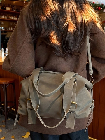 Borsa Tote Vintage Grande Capacità con Borchie in Pelle PU Retro Pendolare Borsa Sottobraccio Donna Lavoro Quotidiano Tracolla