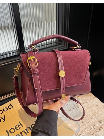 Borsa a Tracolla Vintage in Pelle Sintetica e Camoscio Per Donna Piccola Borsa a Mano Quadrata Testurizzata Borsa Crossbody Versatile