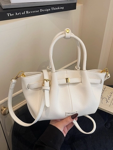 Borsa a Secchiello in Pelle PU Con Motivo Litchi Vintage per Donna Borsa a Tracolla di Grande Capacità Borsa a Mano Ufficio