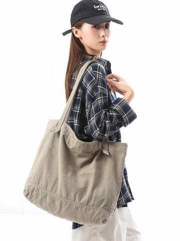 Borsa Tote in Tela Donna Grande Capacità Casual Street Fashion Pendolarismo Borsa a Tracolla Con Cerniera Cucita Minimalista